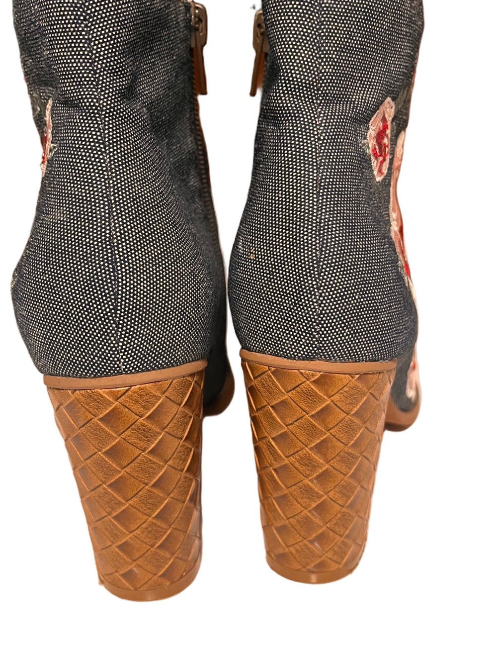 Anthropologie Billy Ella Floral Denim Ankle Boots size 7 - Picture 4 of 8